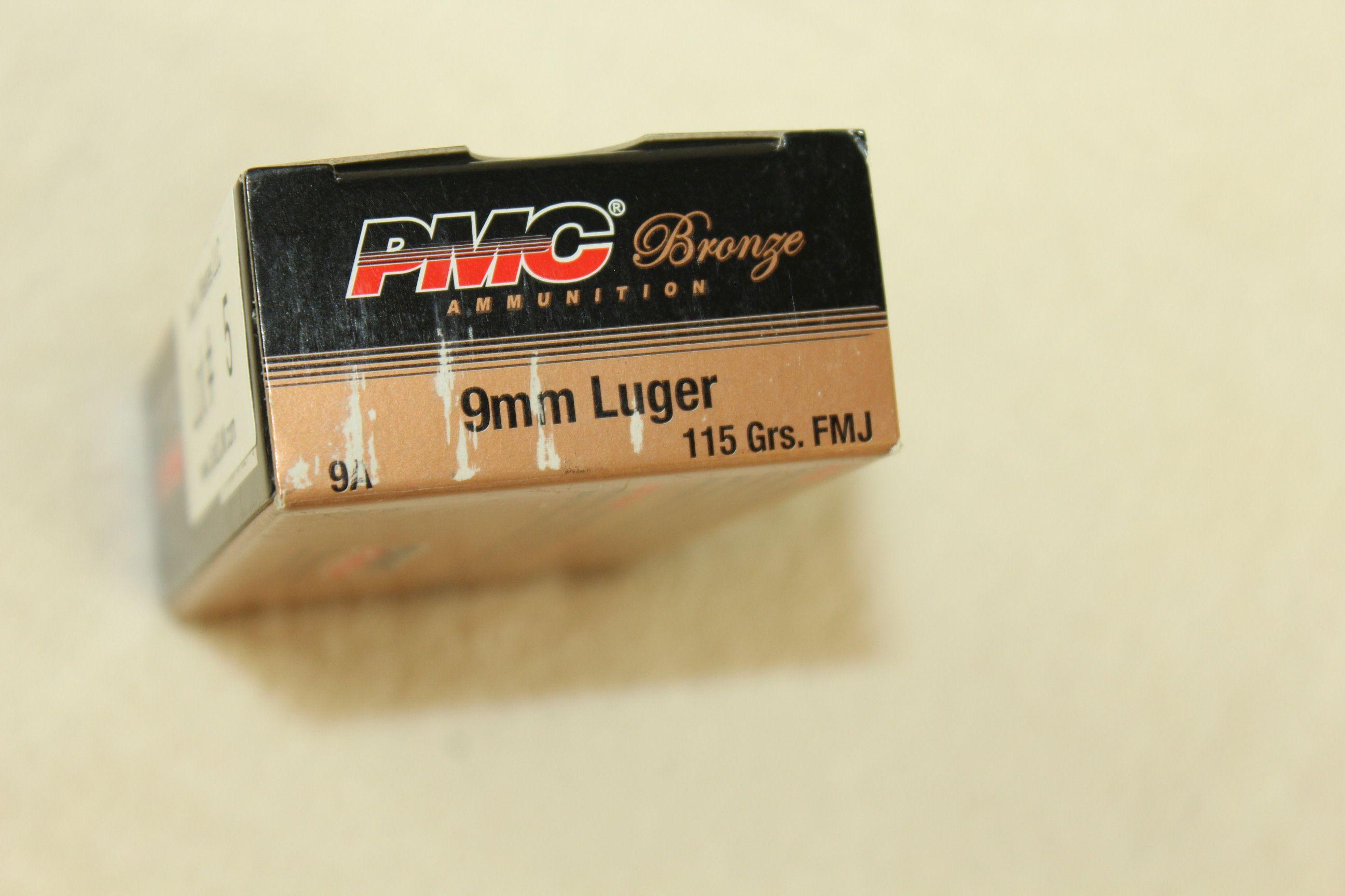 50 Rounds of PMC Bronze 9mm Luger 115 Gr. FMJ Ammo