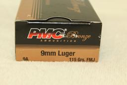 50 Rounds of PMC Bronze 9mm Luger 115 Gr. FMJ Ammo