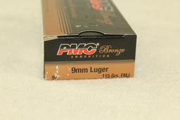 50 Rounds of PMC Bronze 9mm Luger 115 Gr. FMJ Ammo