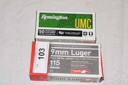 98 Rounds of Aguila and Remington 9mm Luger FMJ Ammo