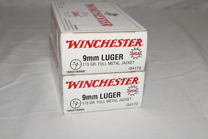 100 Rounds of Winchester 9mm Luger 115 Gr. FMJ Ammo