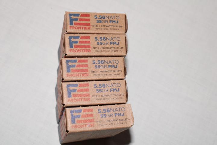 100 Rounds of Frontier 5.56NATO 55Gr. FMJ Ammo