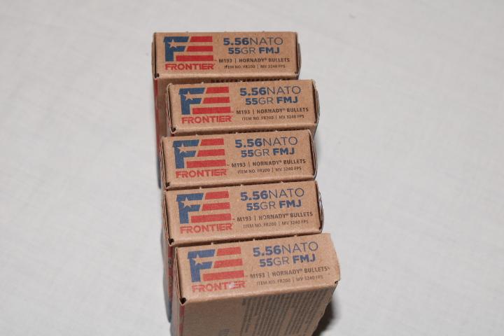 100 Rounds of Frontier 5.56NATO 55Gr. FMJ Ammo