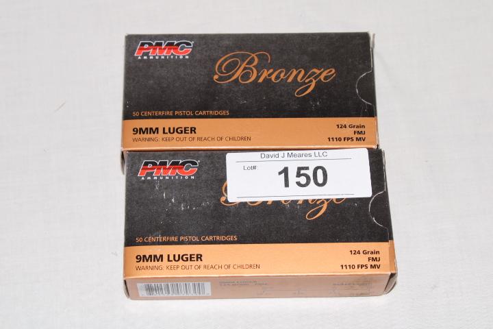 100 Rounds of PMC "Bronze" 9mm Luger 124 Gr. FMJ Ammo