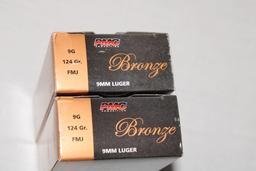 100 Rounds of PMC "Bronze" 9mm Luger 124 Gr. FMJ Ammo