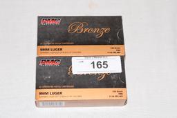 100 Rounds of PMC "Bronze" 9mm Luger 124 Gr. FMJ Ammo