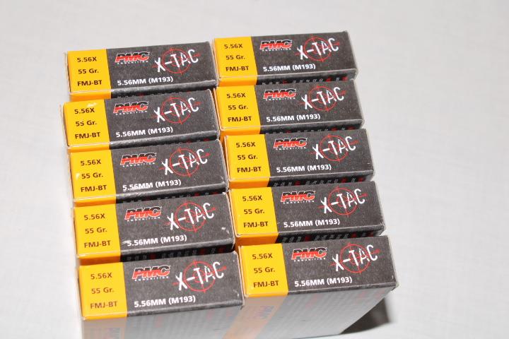 200 Rounds of PMC "X-TAC" 5.56mm 55 Gr. FMJ-BT Ammo