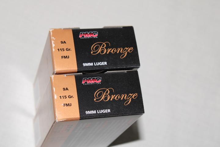 100 Rounds of PMC "Bronze" 9mm Luger 115 Gr. FMJ Ammo