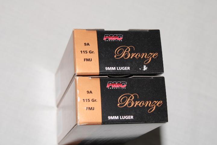 100 Rounds of PMC "Bronze" 9mm Luger 115 Gr. FMJ Ammo