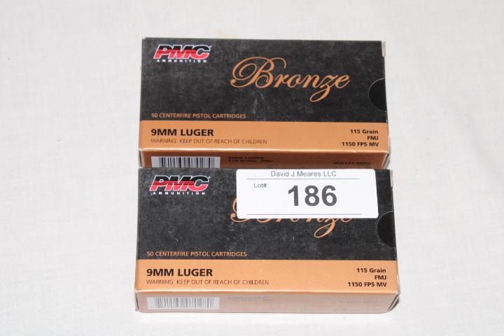 100 Rounds of PMC "Bronze" 9mm Luger 115 Gr. FMJ Ammo