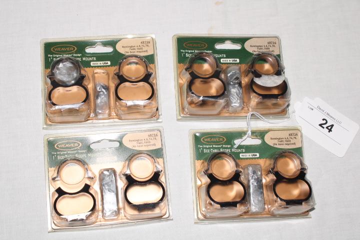 (4) Sets of Weaver 1" See-Thru Scope Mounts