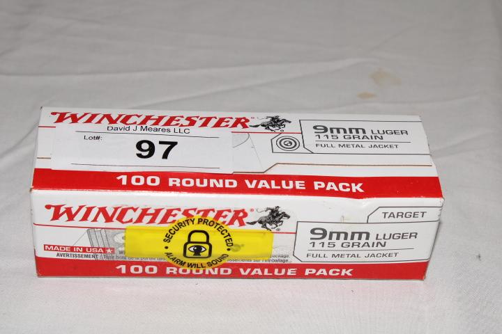 100 Rounds of Winchester 9mm Luger 115 Gr. FMJ Ammo