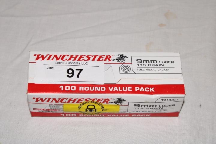 100 Rounds of Winchester 9mm Luger 115 Gr. FMJ Ammo