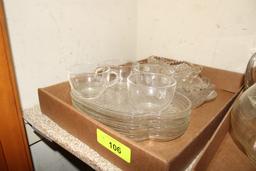 2 Box Lots- Box of Pitchers, Glass Serving Trays w/Cups, Etc.