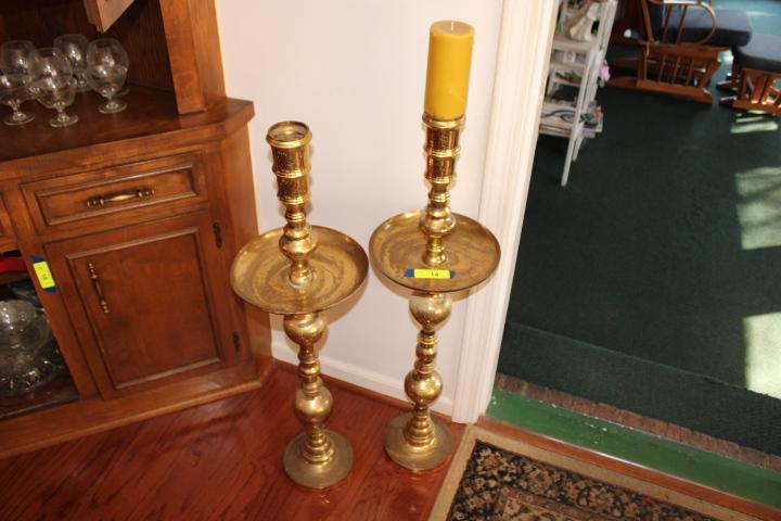 2 Large Brass Candle Stands