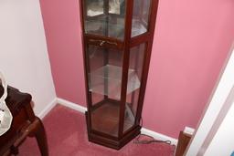 Cherry or Mahogany Style Lighted Curio Cabinet