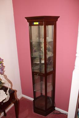 Cherry or Mahogany Style Lighted Curio Cabinet