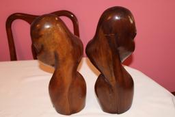 2 Large Wooden Busts