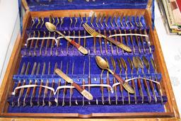 142 Pcs. Of SIAM Brass Flatware in Wooden Case
