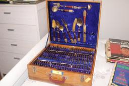 142 Pcs. Of SIAM Brass Flatware in Wooden Case