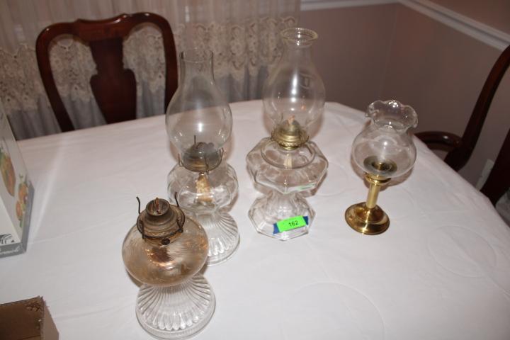 3 Oil Lamps and 1 Candle