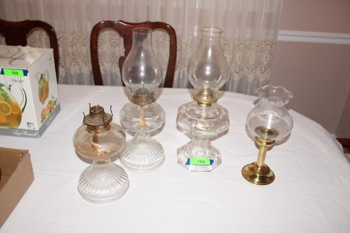 3 Oil Lamps and 1 Candle