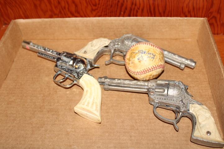 3 Cap Guns and Signed Baseball