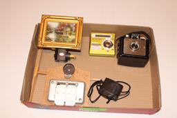 Box Lot- Brownie Bullet Camera, Sony Camera, Film Splicer, Etc…