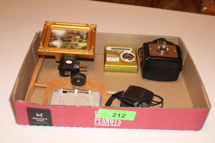 Box Lot- Brownie Bullet Camera, Sony Camera, Film Splicer, Etc…