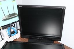 2 Computer Monitors and Wi-Fi Router