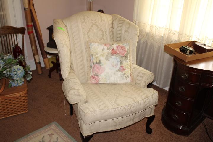 2 Wing-Back Chairs w/Front Queen Anne Style Legs