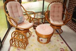 Bamboo Style Chairs, Ottoman, Table and Magazine Rack