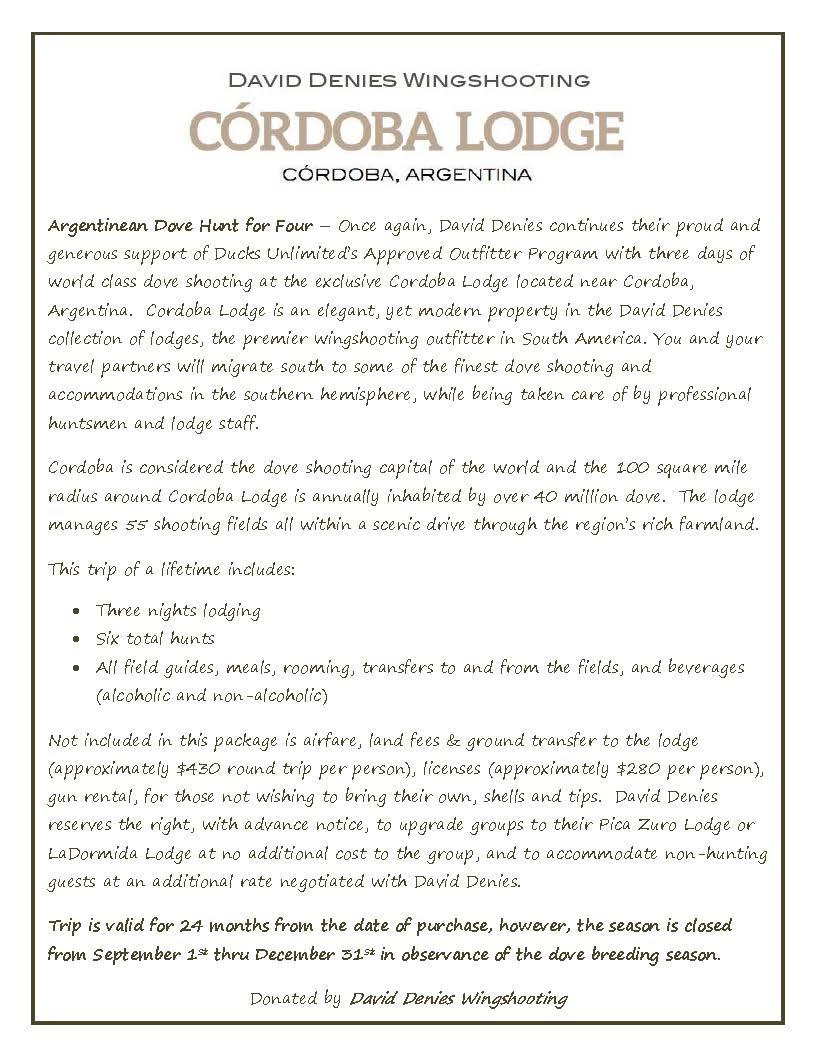 Dove Hunt for 4 in Argentina- Cordobe Lodge