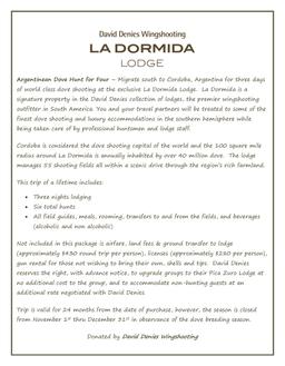 Dove Hunt for 4 in Argentina- LaDormida Lodge