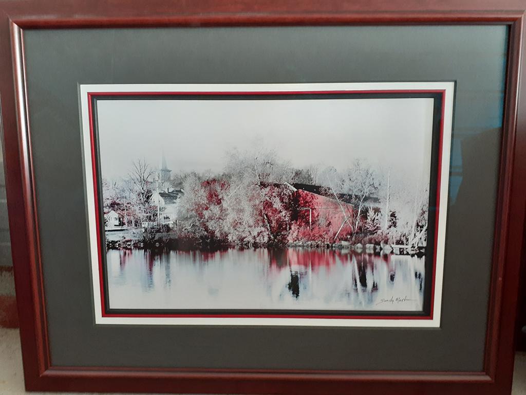 Sandy Martin Red Barn Reflections Print - Framed