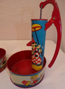 2 Ohio Art Water Pump Tin Toys