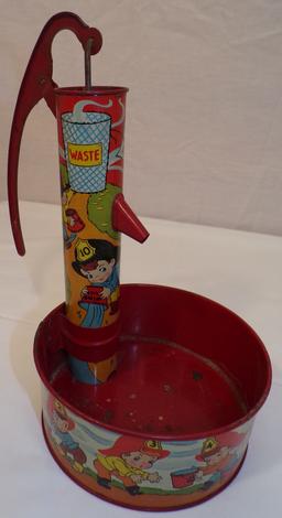 2 Ohio Art Water Pump Tin Toys