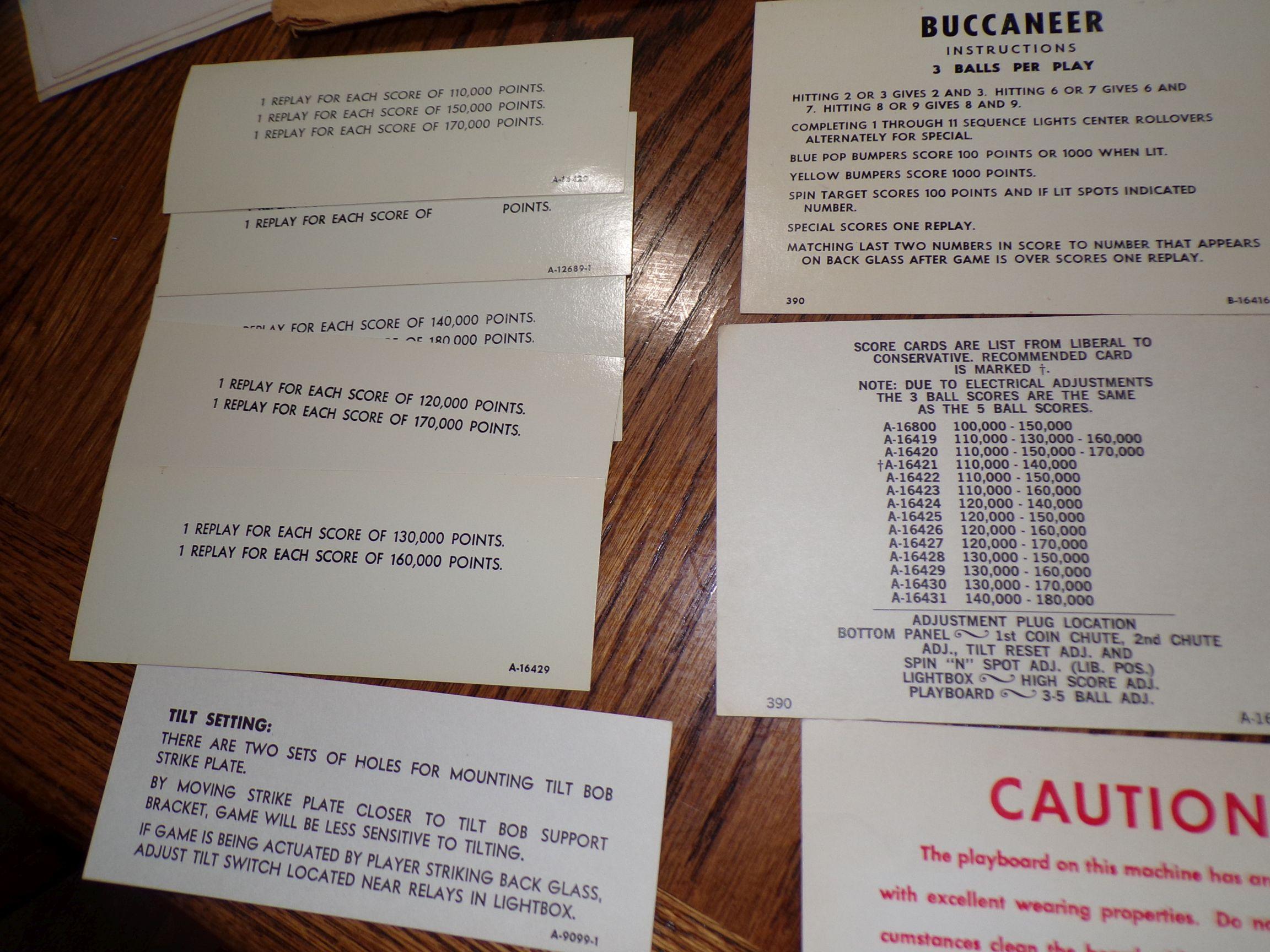 1976 D. Gottlieg & Co. "Buccaneer" Pinball Machine