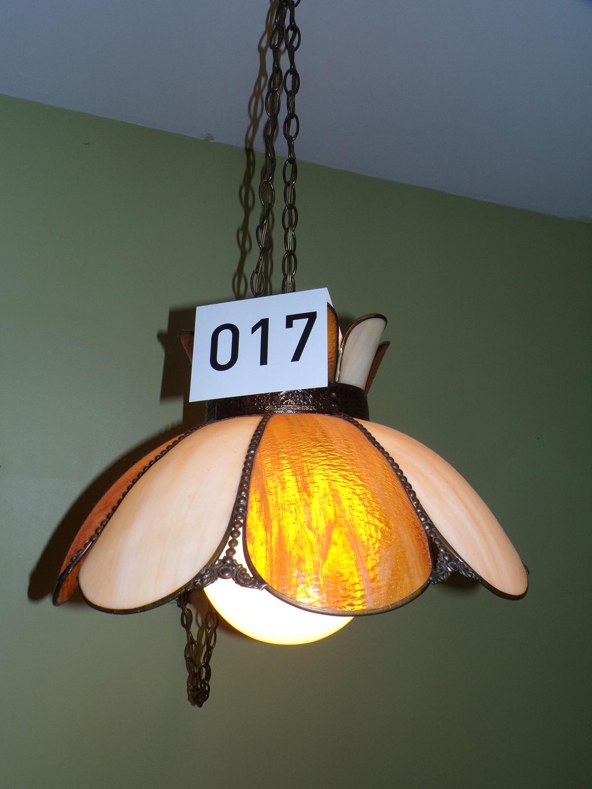 Vintage leaded glass hanging light