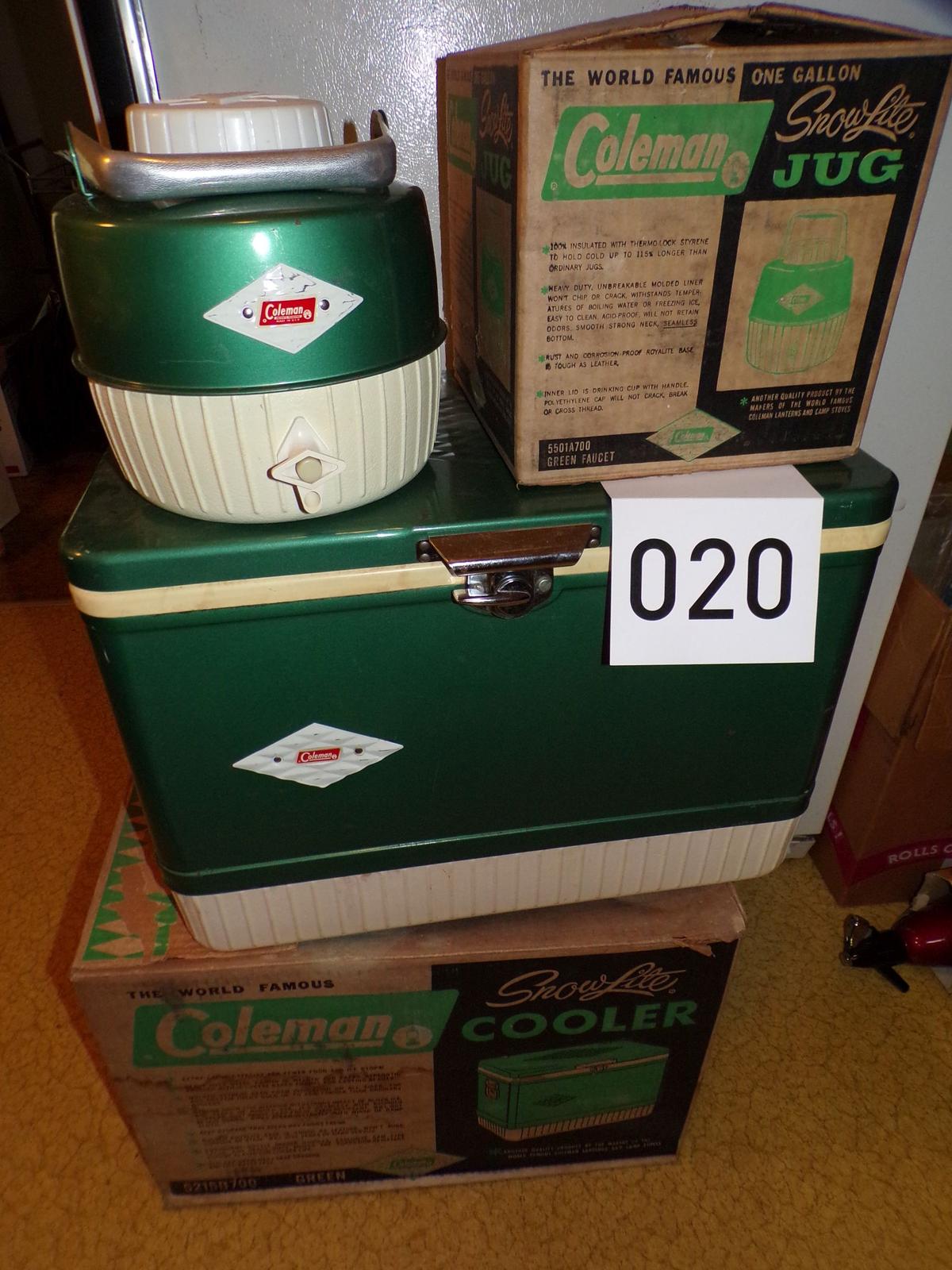 Vintage Coleman cooler and jug