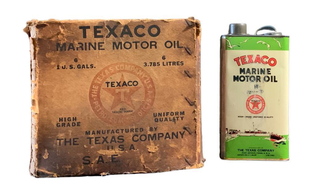 Texaco Square Marine Can. Very Graphic. NOS w/ /Box