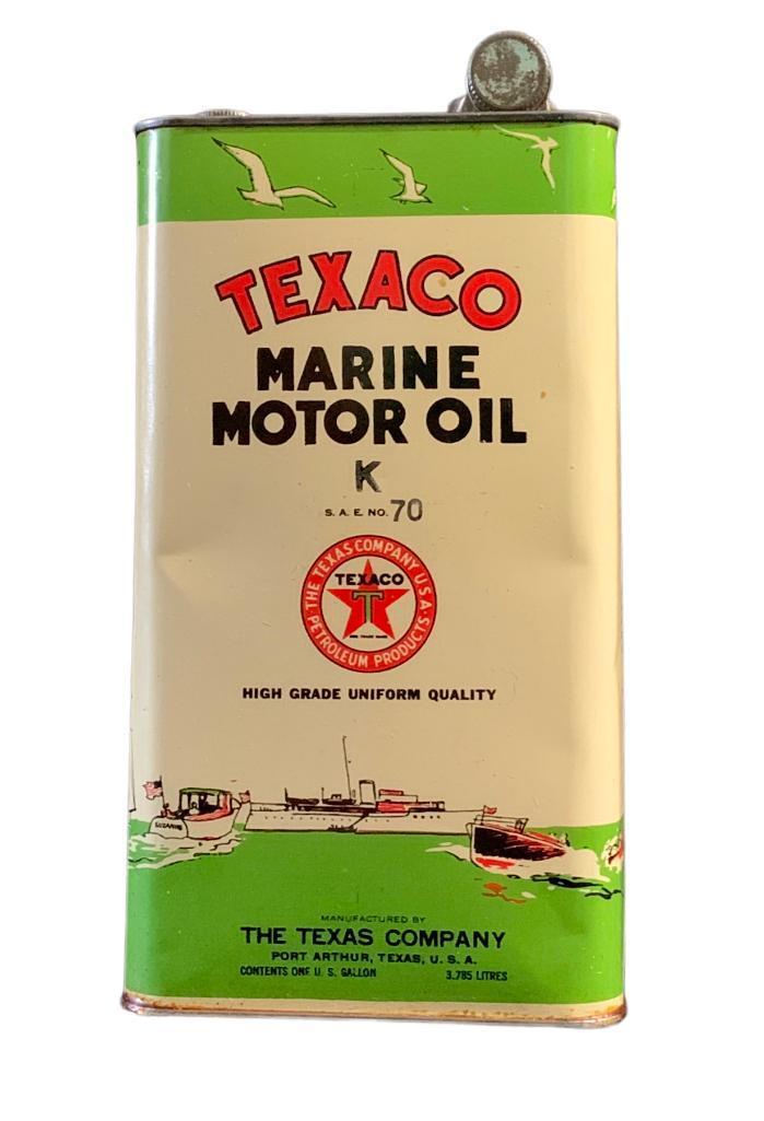 Texaco Square Marine Can. Very Graphic. NOS w/ /Box