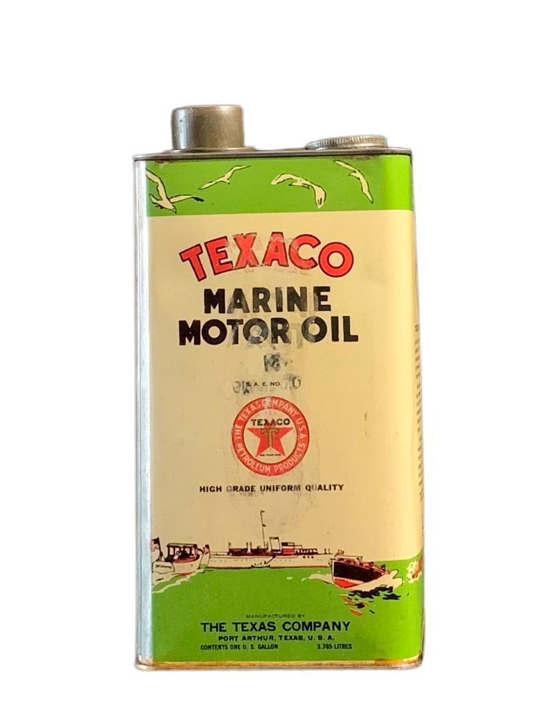 Texaco Square Marine Can. Very Graphic. NOS w/ /Box