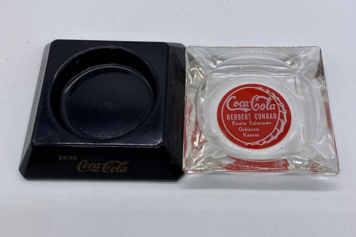 Coca-Cola Glass Ashtray and Bottle Coaster