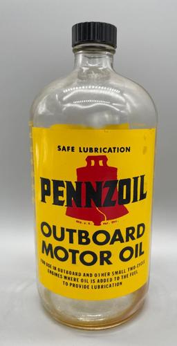 Pennzoil Outboard Quart Oil Bottle w/ Red Bell