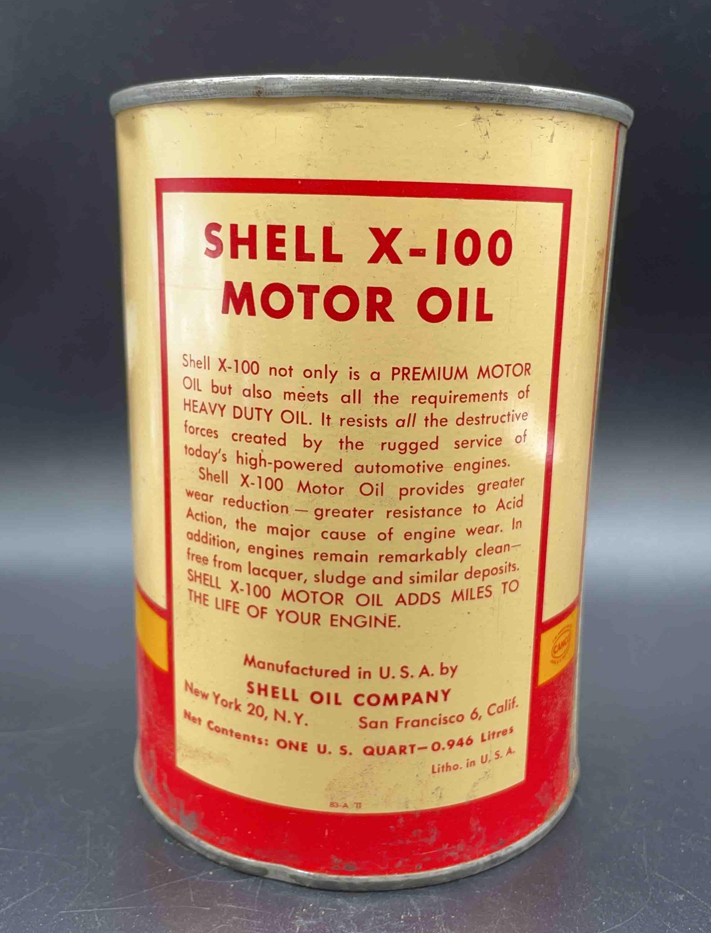 Shell X-100 1 Quart Motor Oil Can