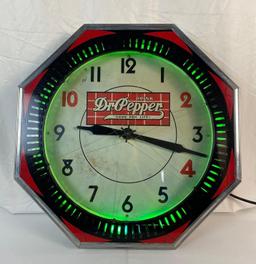 Dr. Pepper Octagon Neon Clock w/ Spinner