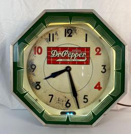 Dr. Pepper Octagon Neon Clock