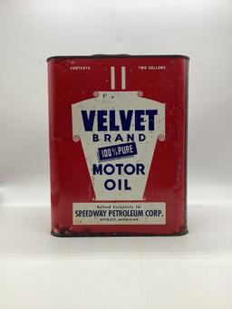 Velvet Brand Motor Oil Two Gallon Oil Can Detroit, MI