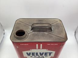 Velvet Brand Motor Oil Two Gallon Oil Can Detroit, MI